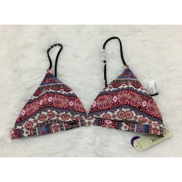 Arizona Bikini Top Size XL Halter Floral Animal Print Swim Adjustable Straps - Picture 3 of 7